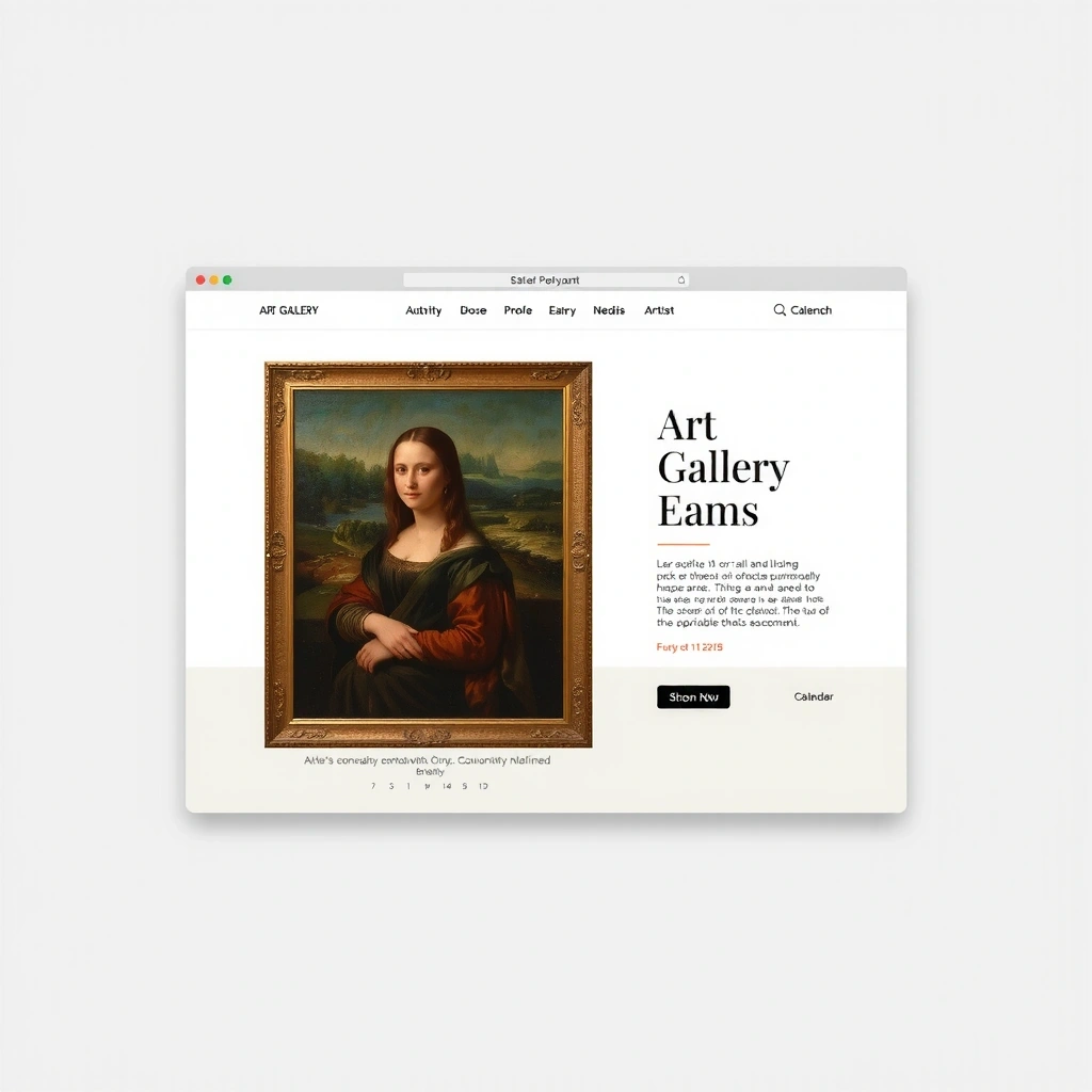 Art gallery website with elegant artwork display