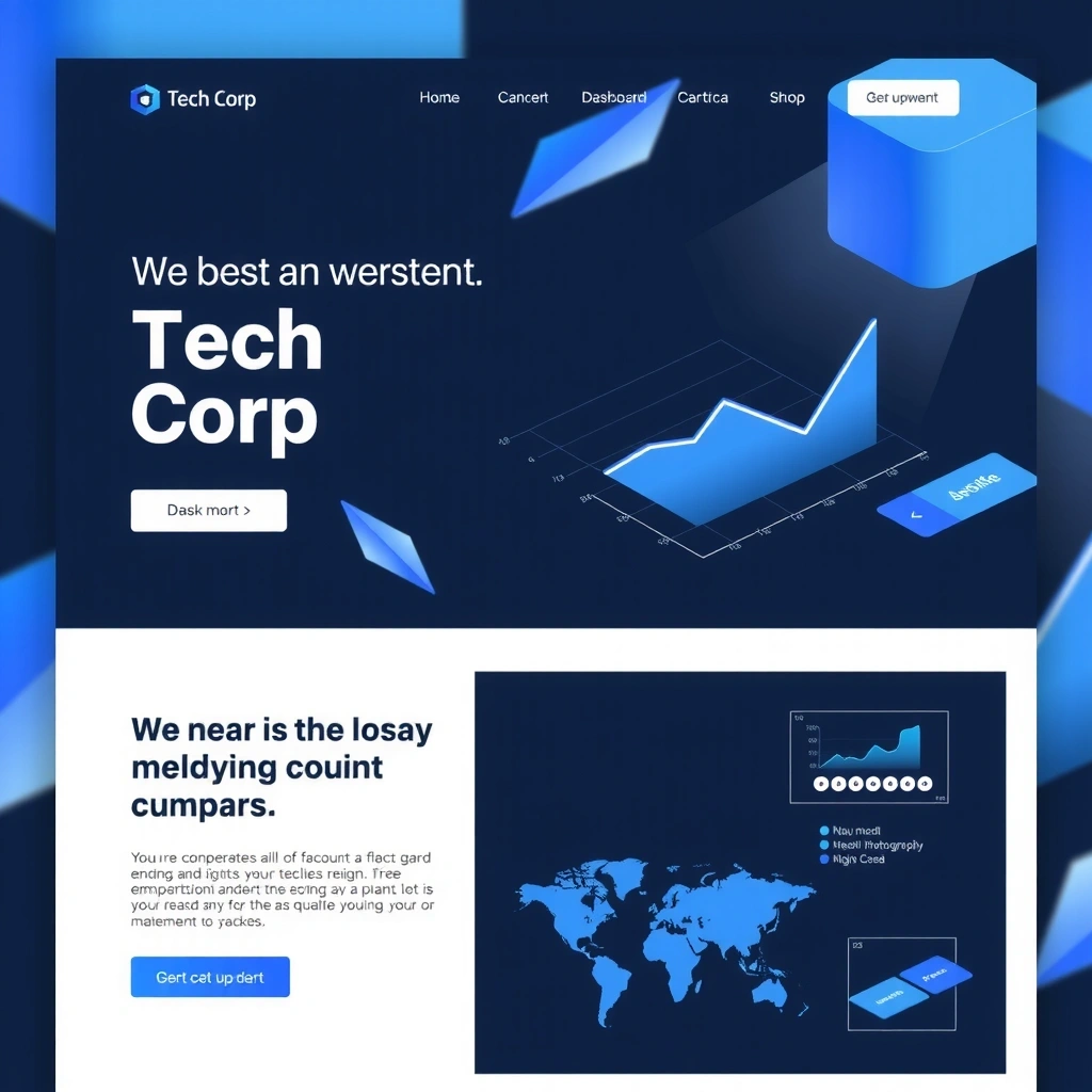 Tech Corp website redesign showing modern corporate interface